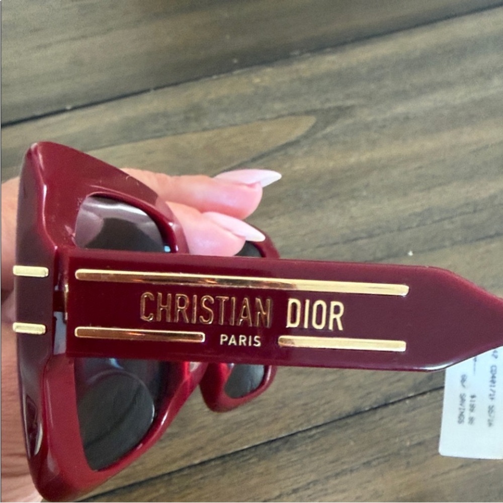 Dior Burgundy & Gold Oversized Square Sunglasses NWT - Picture 4 of 9